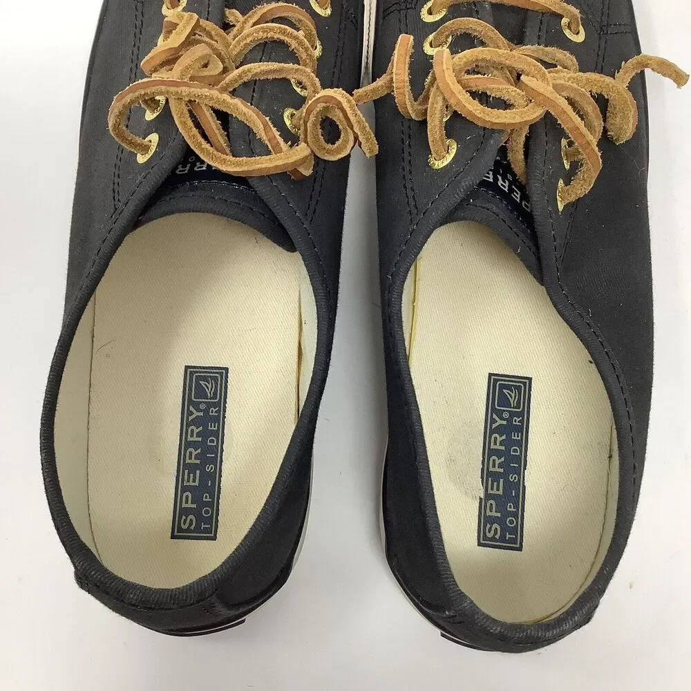 Sperry Top Sider‎ Seacoast Canvas Slip On Shoes Sneakers Women Sz 7.5 Navy Blue
